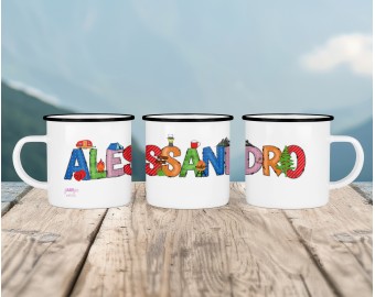 Tazza in alluminio smaltato per campeggio trekking con nome o frase personalizzata idea regalo appassionati di montagna escursioni camping