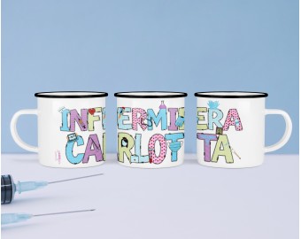 Tazza in alluminio smaltato per infermiera medico dottoressa paramedico oss con nome o frase personalizzata idea regalo riconoscenza gratitudine