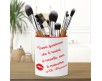 Portapennelli da trucco personalizzato con disegno di ragazza e frase, in ceramica bianca ultrabrillante con interno rosso, 9,5 cm di altezza, 26 cm di circonferenza, 8,2 cm di diametro, stampa resistente