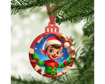 Decorazione per albero di Natale con Elfi personalizzata con disegno di piccoli elfi fronte e retro 3D idea regalo natalizia ornamento festività