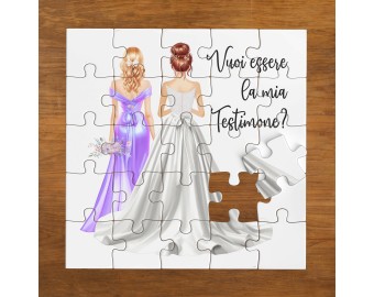 Puzzle biglietto per testimone o damigella amica della sposa nozze matrimonio, alta qualità, disegno a scelta Vuoi essere la mia testimone? Vuoi essere la mia damigella?