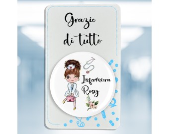 Spilletta Pin con cartoncino personalizzato per infermiera dottoressa oss idea regalo per infermiere ringraziamento gratitudine