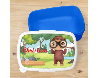 Porta pranzo porta merenda lunch box personalizzato con nome per scuola e asilo George la scimmia scimpanzè curioso 