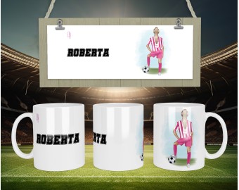 Tazza giocatrice di calcio personalizzata con nome e numero idea regalo appassionata di calcio ragazza tifosa calciatrice