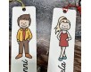 Set di 6 segnalibri segnaposto personalizzati con nome e caricatura in cartoncino per regalini ricordo eventi matrimonio comunione cresima battesimo compleanno nozze oro argento