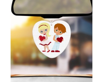 Profumatore Deodorante per Auto con disegno di Innamorati fidanzati sposi nel formato Cuore idea regalo San Valentino festa degli innamorati