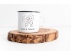 Tazza in alluminio smaltato con disegni di coppia animali erbe e spezie con frase personalizzata idea regalo compleanno anniversario san valentino festa mamma papà