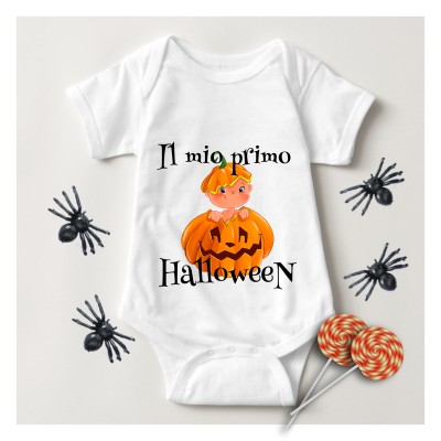 Body neonato bambino Il mio primo Halloween personalizzato con disegno e frase personalizzata stampa a tema Halloween