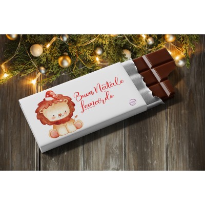 Tavoletta di cioccolato fondente o al latte personalizzata per Natale disegno e frase a scelta animali idea regalino di fine festa omaggio ospiti