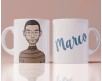 Tazza mug personalizzata con ritratto caricaturale di ragazzo e nome idea regalo compleanno anniversario festa del papà amico fratello