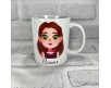 Tazza mug personalizzata con caricatura fumettistica di ragazza e nome idea regalo natale maestra mamma amica sorella