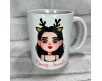 Tazza mug personalizzata con caricatura fumettistica di ragazza e nome idea regalo natale maestra mamma amica sorella