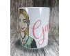 Tazza mug personalizzata con ritratto caricaturale di ragazza e nome idea regalo compleanno anniversario festa della mamma amica sorella