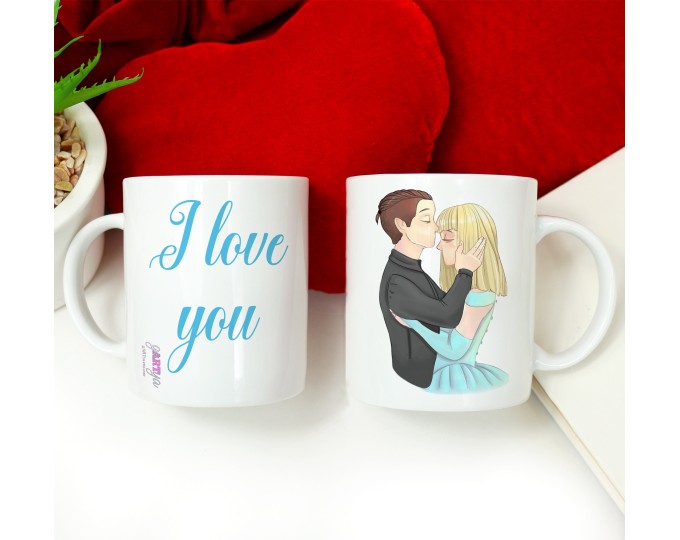 Tazza mug personalizzata per gli innamorati disegno e frase personalizzata  idea regalo san valentino anniversario ti